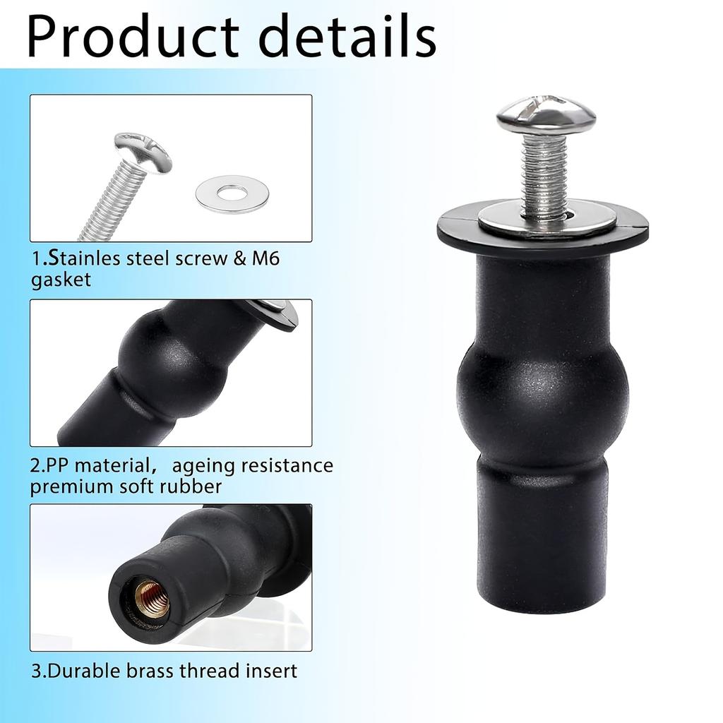 4Pcs Universal Toilet Seat Hinge Bolts, Plastic Expansion Screws For Toilet Lid, Toilet Seat Top Fix Seat Hinge Hole Fixings, Ru