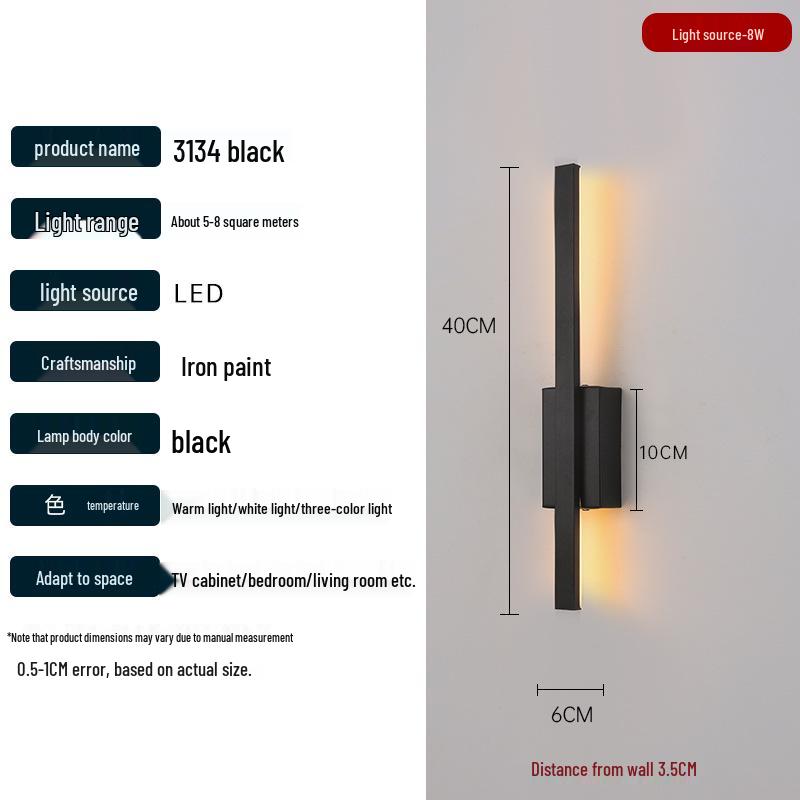 2025 Minimalist Long Strip Wall Lamp for Bedroom, Living Room, Staircase, or TV Background