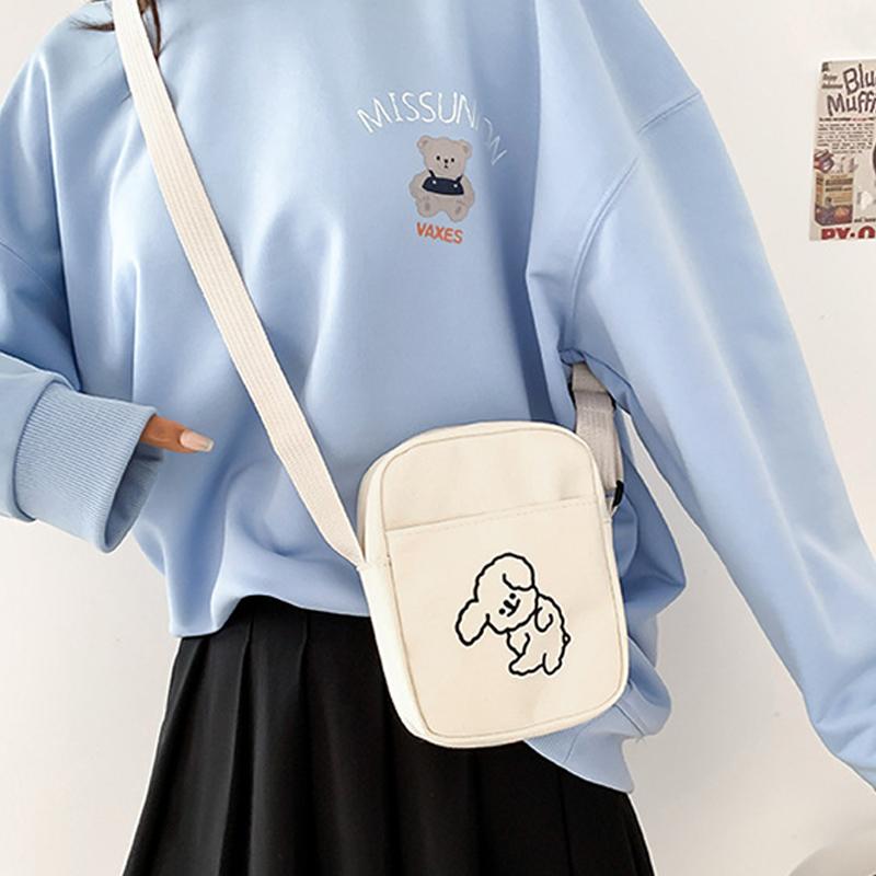 Fashionable Female Cute Crossbody Bag New Versatile Mobile Phone Canvas Bag