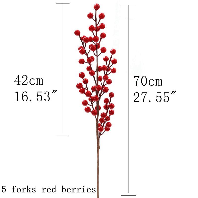 Artificial Red Berry Flowers Bouquet Fake Plant for Home Vase Decor Xmas Tree Ornaments New Year 2025 Party Christmas Decoration