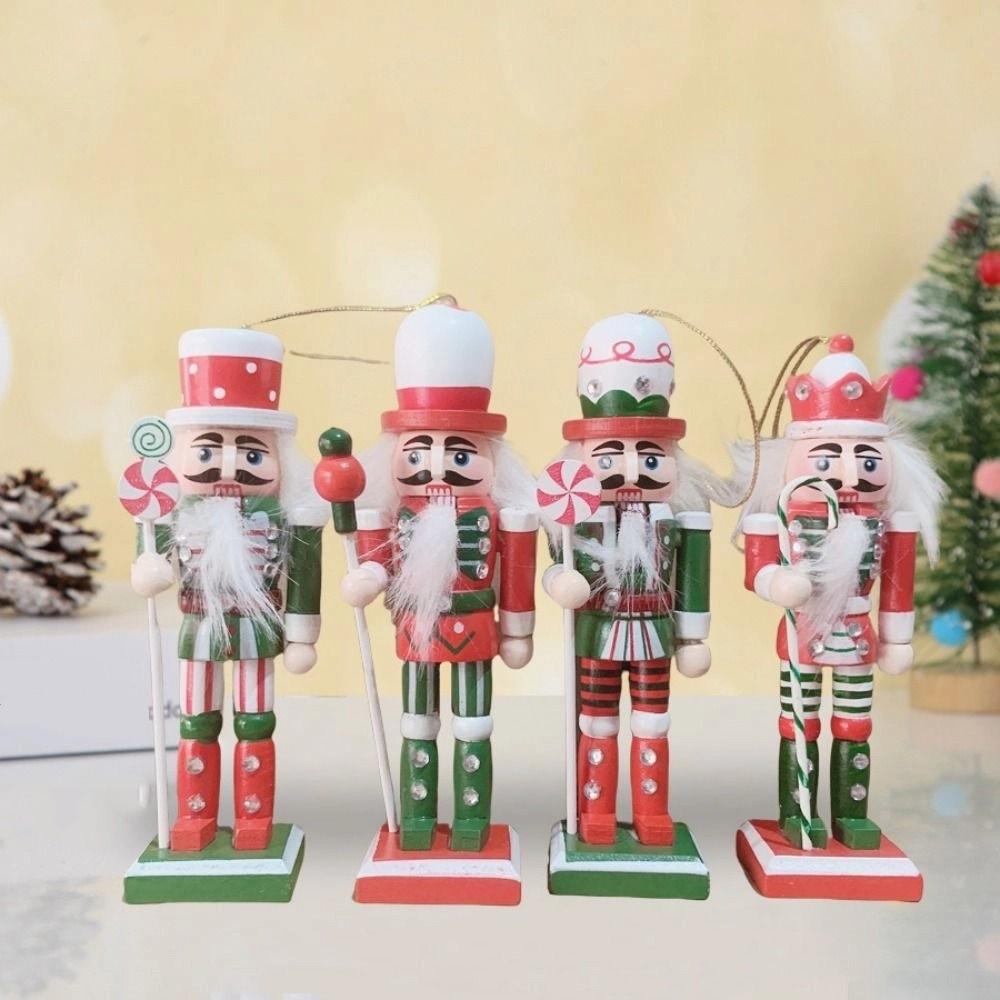 3/4/5Pcs Painted Nutcracker Puppet Colorful Nutcracker Doll Soldier Puppet Pendant  New Year Gift
