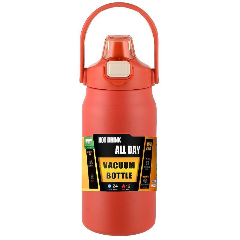 304 Stainless Steel Large Capacity Thermos Mug with Double Handle - Portable Mountaineering Water Bottle