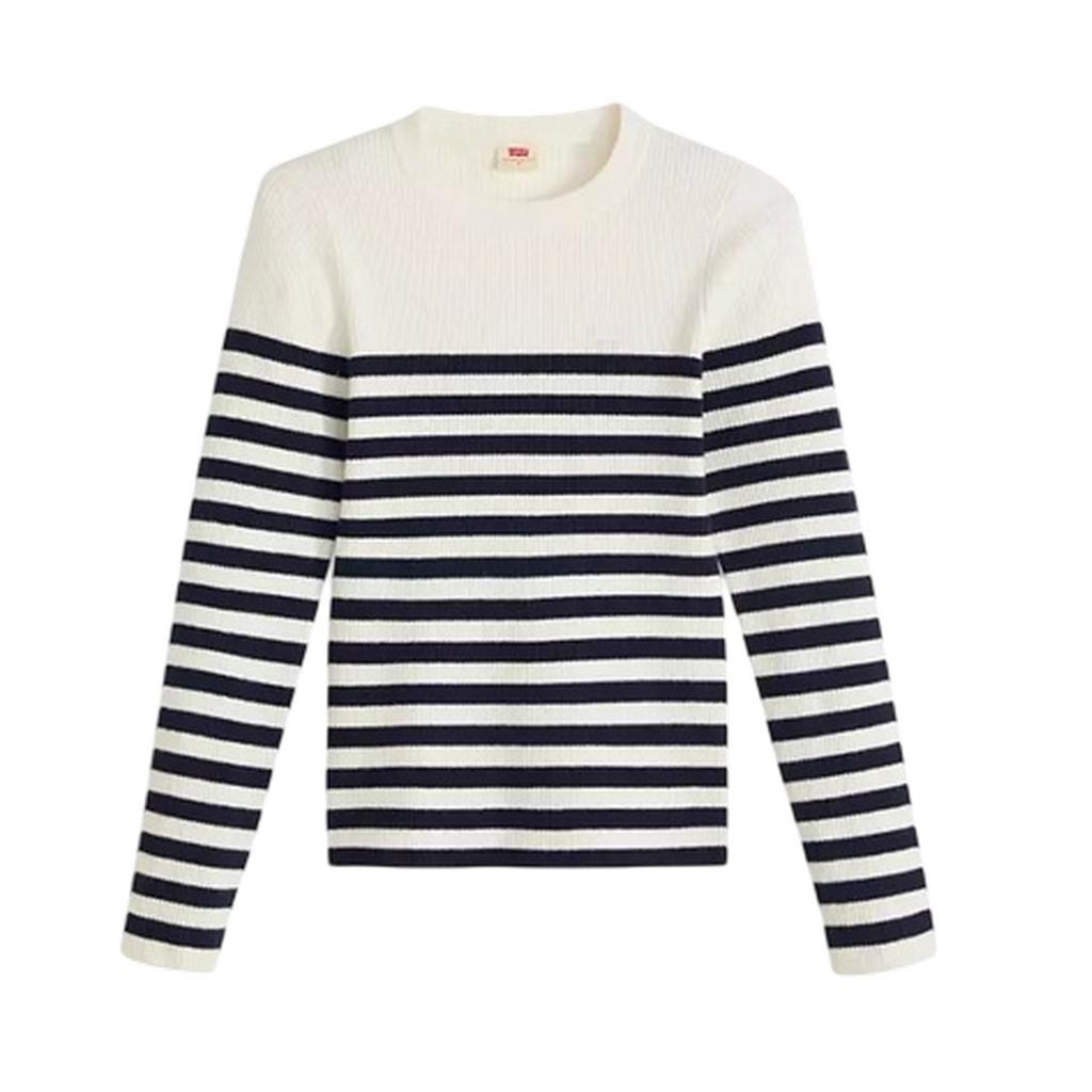 Levis Womens/Ladies Striped Ribbed Collar Long-Sleeved Sweater Top