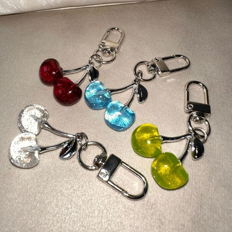 Cherry Charm Keychain Sparkling Multifunctional Crystal Accessory for Purses Backpacks and Car Women's Gift