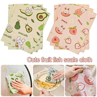 3Pcs Durable Reusable Kitchen Cloths Multipurpose Absorbent Microfiber Dishcloths Fish Scale Rag Kitchen Tools