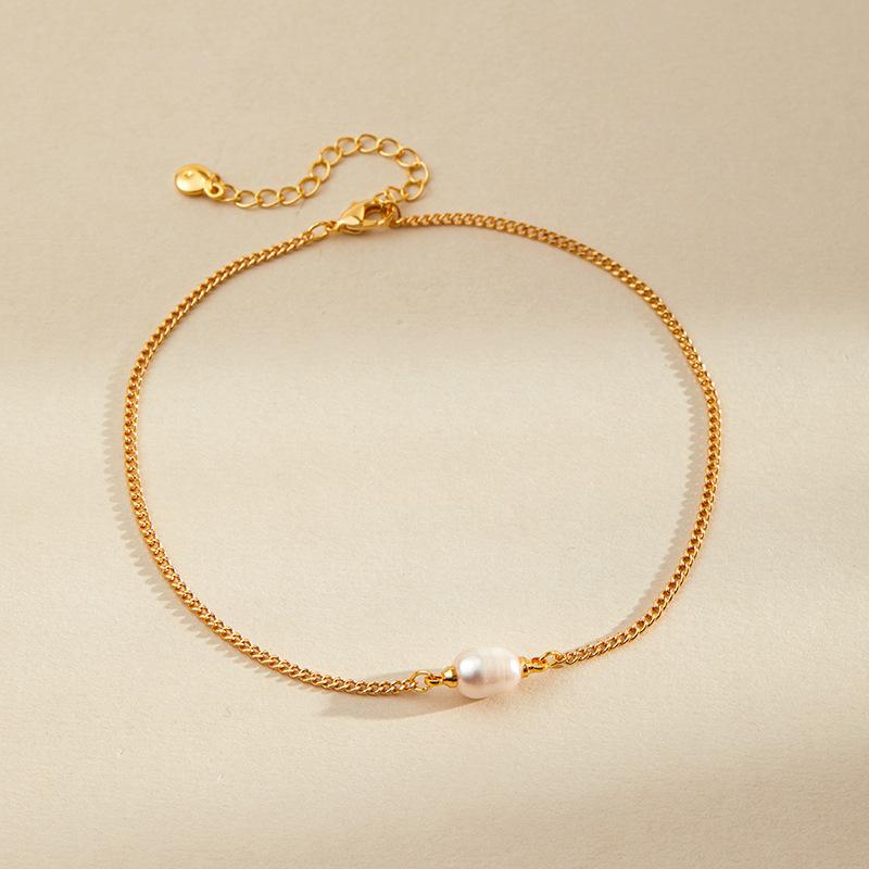Freshwater Pearl Anklet 18k Gold Plated Adjustable Vin