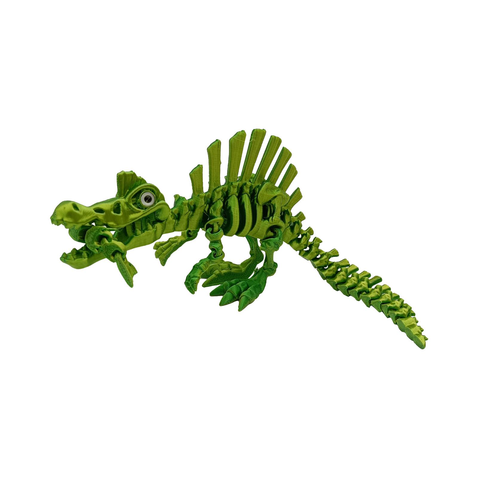 

3D-печатная подвижная игрушка-скелет спинозавра, скелет спинозавра с подвижными суставами, 3D-печатная игрушка-скелет спинозавра, украшение, снятие стресса One Size