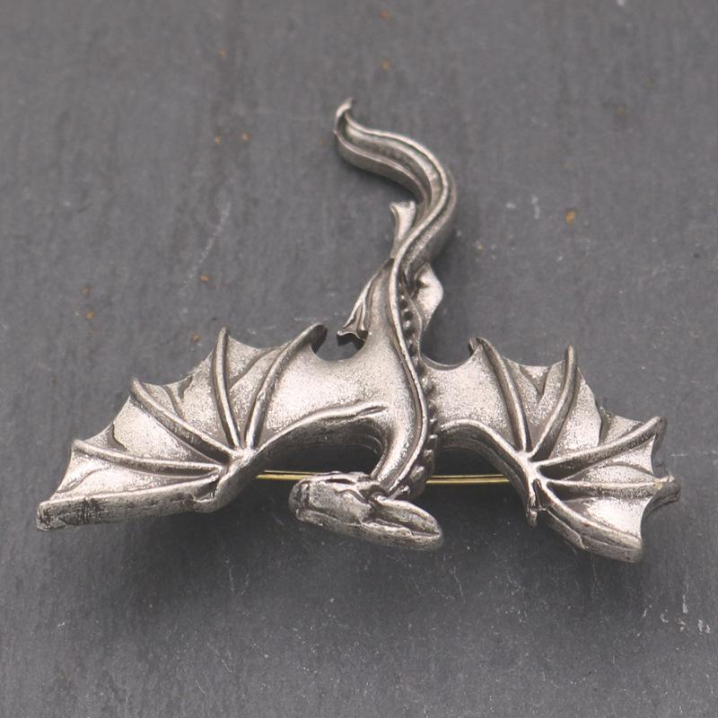 Vintage Viking Dragon Brooch Pin Unisex Alloy Accessory Bold And Unique