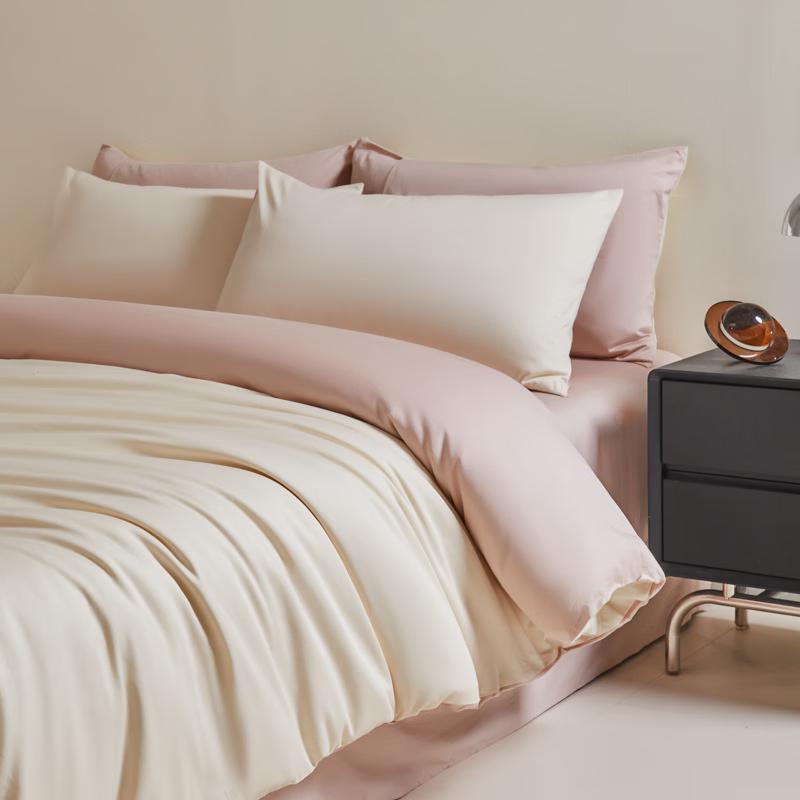 LiLang Peach Cream Long-Staple Cotton Bedding Set
