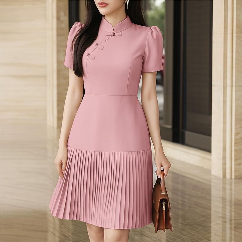 ZANZEA Kadın Günlük Yaka Yazlık Kısa Kollu Elbise