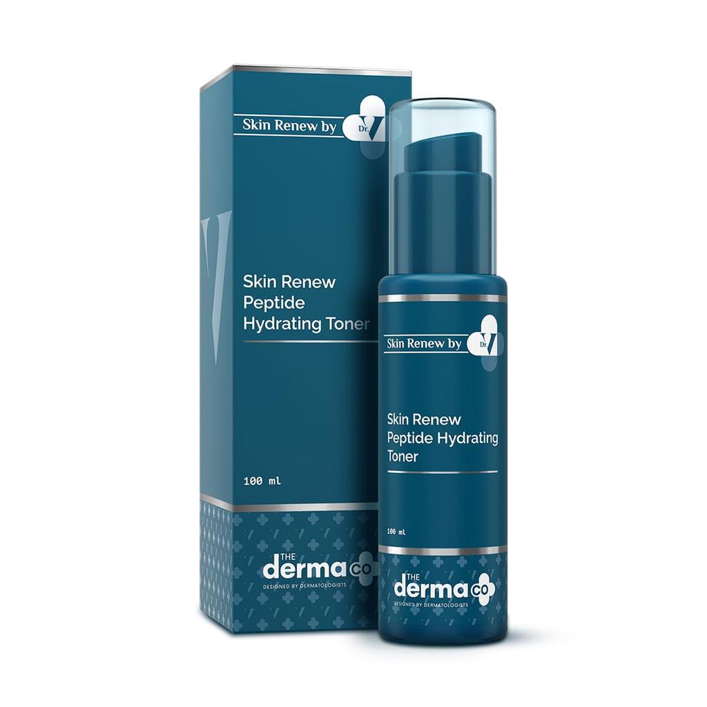 The Derma Co. X Dr.V Skin Renew Peptide Hydrating Toner With Hyaluronic Acid - 100 Ml, 1% Salicylic Acid, Unclogs Pores, Alcohol-Free