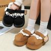 Women's Furry Non-Slip Cotton Slippers - Thick-Soled, Closed-Heel for Autumn & Winter