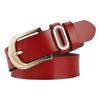 Ladies' Genuine Leather Belt, Golden Pin Buckle Cowhide Belt, Casual and Versatile Wide Waist Seal Flat Belt