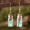 Unique Handmade Fantasy Gift Glow Ghost Necklace, Glow-in-the-dark in Bottle Pendant, Cute Halloween Party Favors Necklace Earrings, Gothic