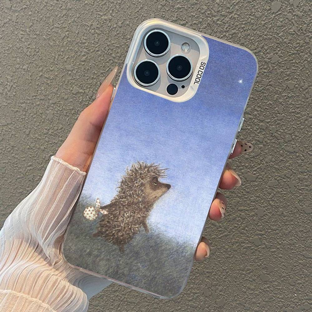Bright Hedgehog In The Fog Silver Plated Inside Phone Case For iPhone 17 16 15 14 11 12 13 Pro Max Plus X XR XS Max Colored