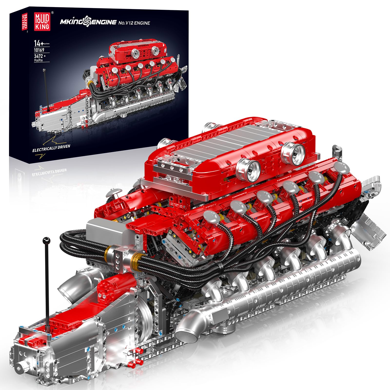 

Mould King 10169 MOC Technic V12 Рядный Бензиновый Двигатель Комплект Цилиндрового Блока, Технология Двигателя Спортивный Автомобиль Электродвигатель Блок Привода - Включает