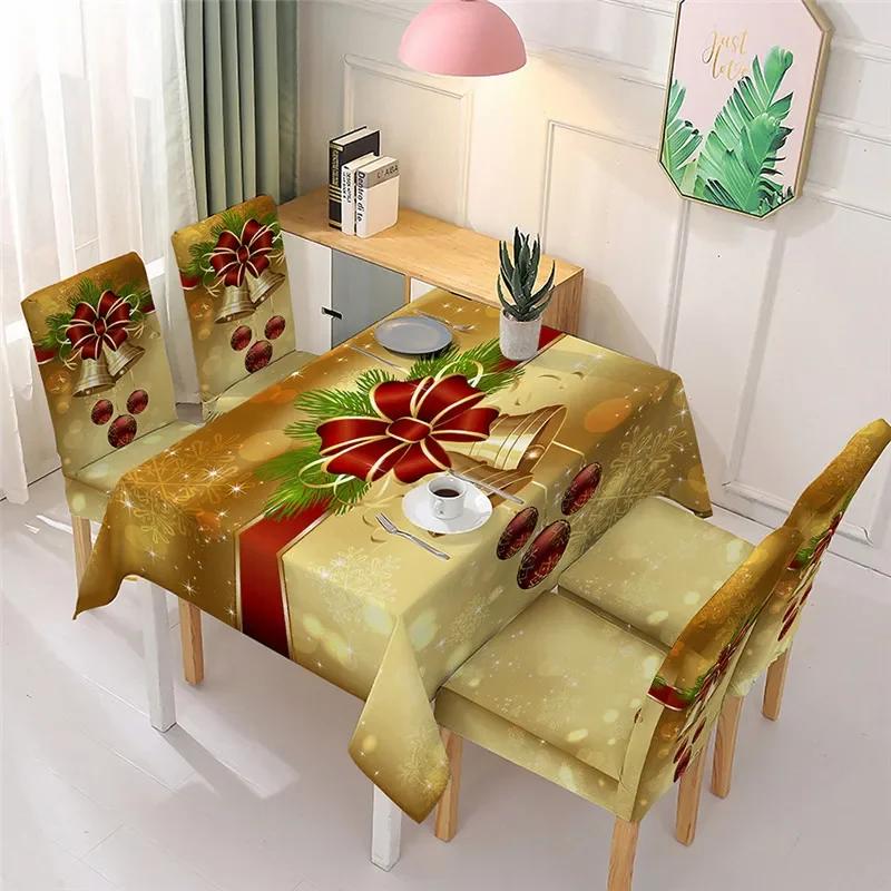 Waterproof Santa Claus Snowman Merry Christmas Anti-stain Tablecloth Table Cloth Cover For Kitchen Decor Party Decoration