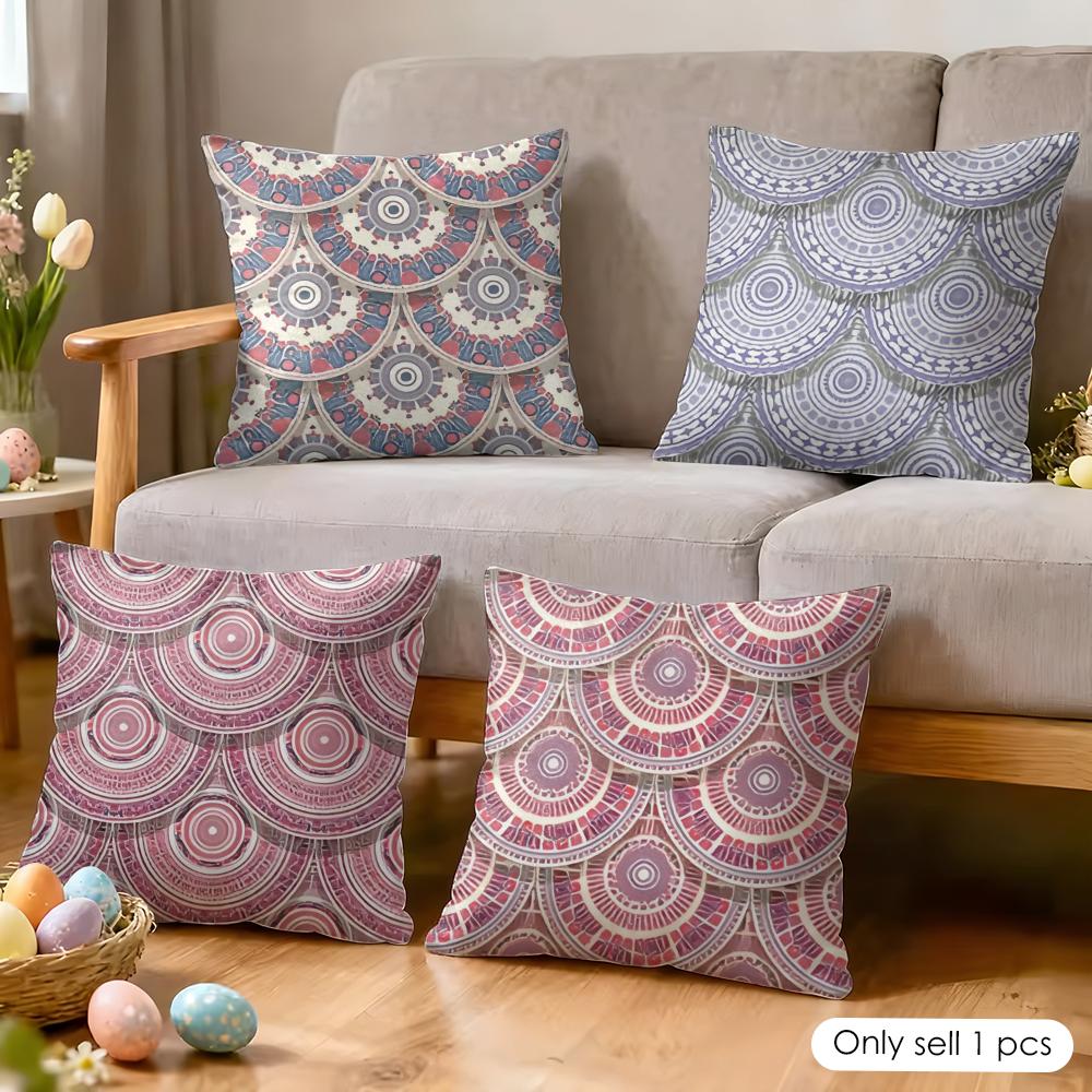 Fish Scale Pattern Cushion Cover Soft Plush Fabric DoubleSided Printed Cushion Covers for All Seasons Modern Home Decor