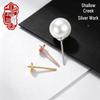 S999 Sterling Silver Pearl Earring Posts with Half-Hole Bead Tray - DIY Setting for Pure Silver Earring Accessories