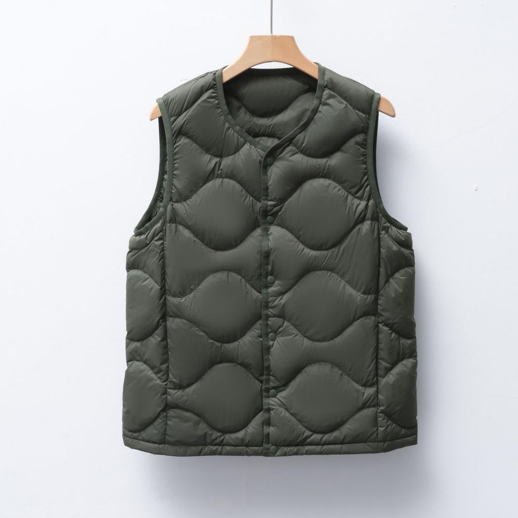 Men's Fleece Solid Color New Men's Round Neck V-neck Vest Down Jacket Vest Jacket
