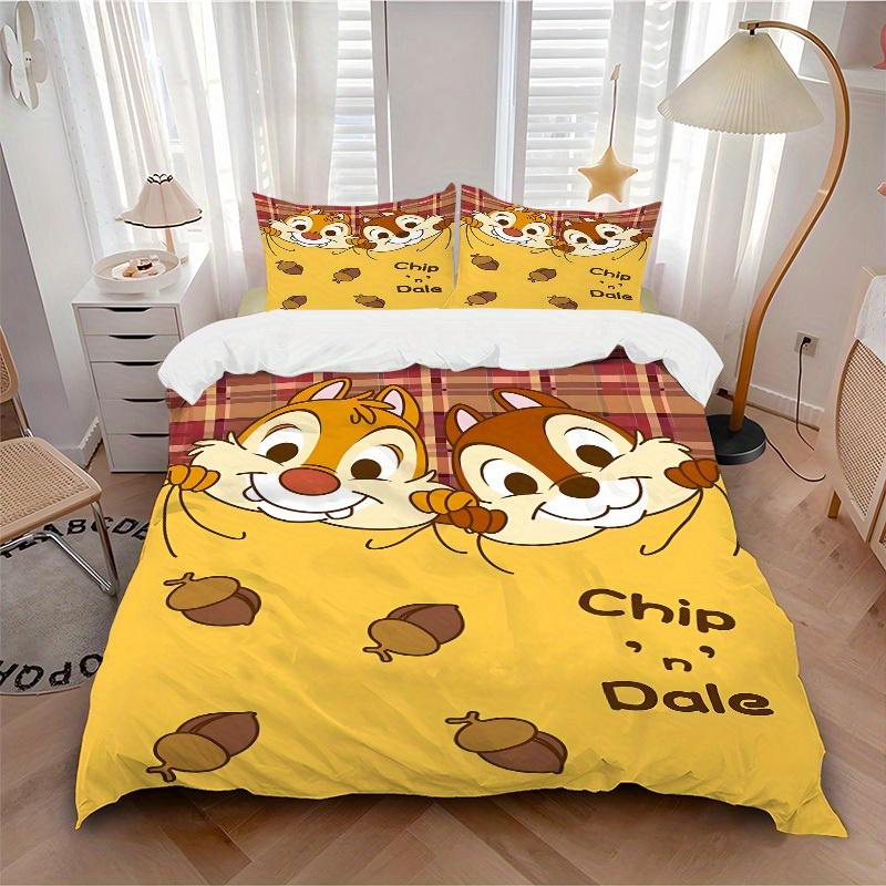 

3pcs set Chip & Dale1pc of quilt cover+2pcs of pillowcase, no core, print bedding, All Seasons Bedroom Setting026 135x200cm