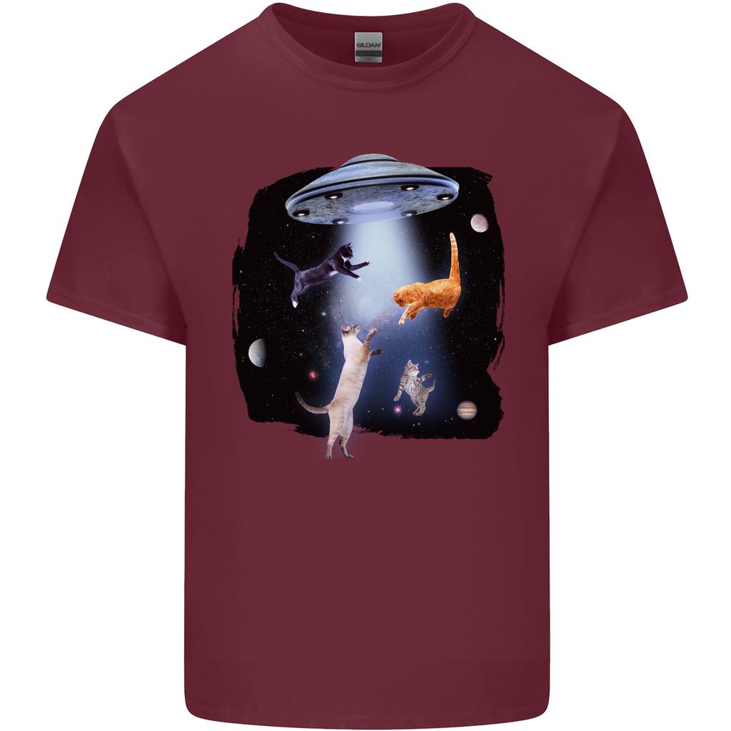 Cat Abduction Alien UFO Unisexs Light Cotton TShirt