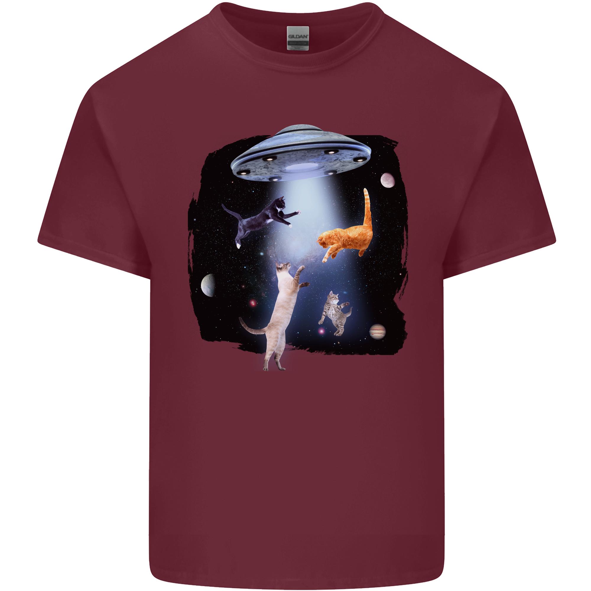 Cat Abduction Alien UFO Unisexs Light Cotton TShirt S