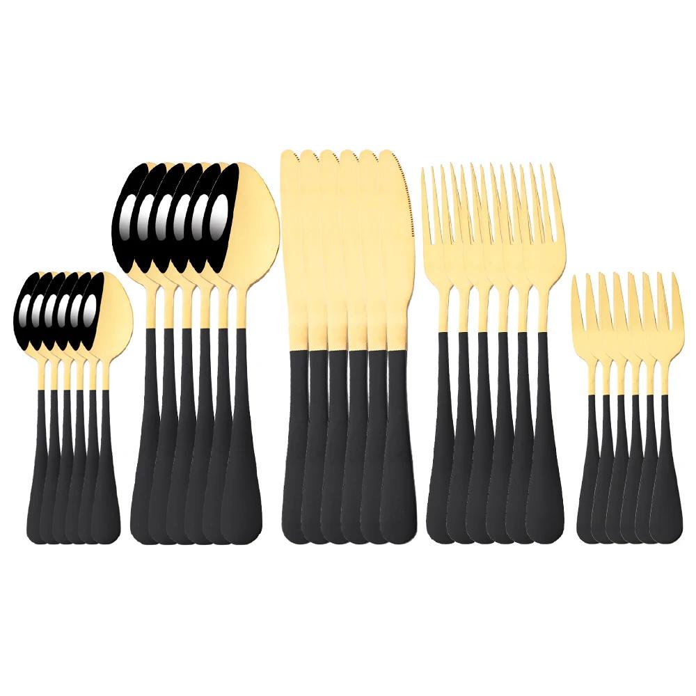 6/30Pcs Rainbow Dinnerware Stainless Steel Cutlery Set Knife Cake Fork Tea Spoon Flatware Set Kitchen Silverware Tableware Set