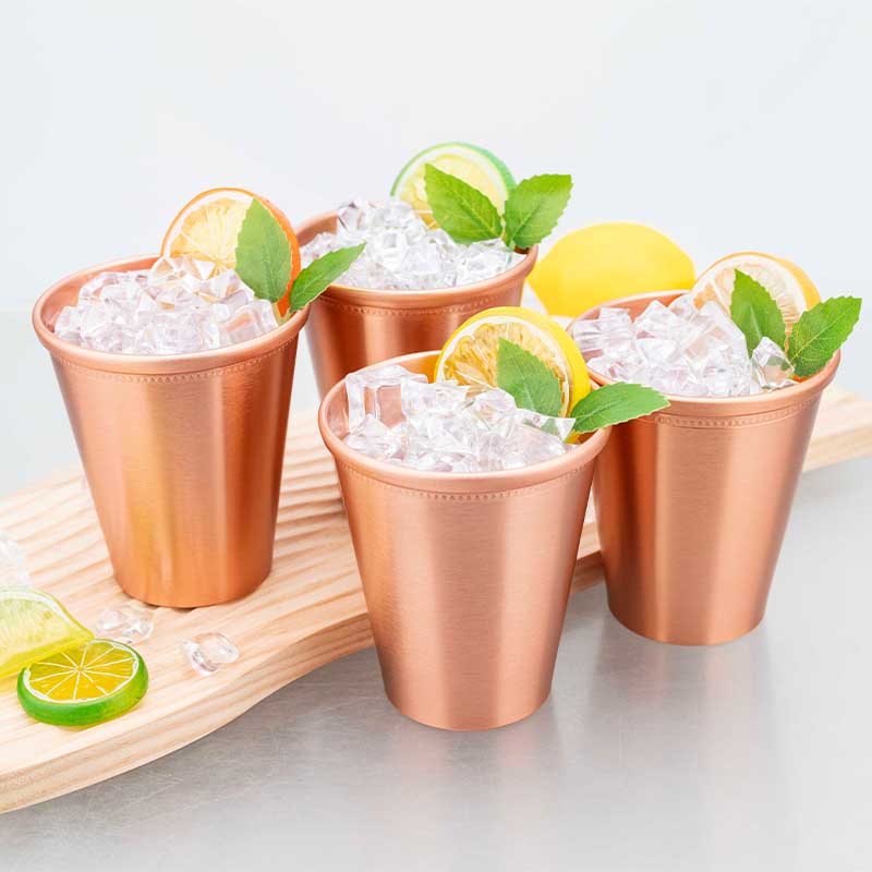 350ml Kupferbeschichtete Aluminium Perlen Tasse Leichte Retro Trinkbecher für Bar Küche Heimparty Gebrauch Geschenk Geschirr