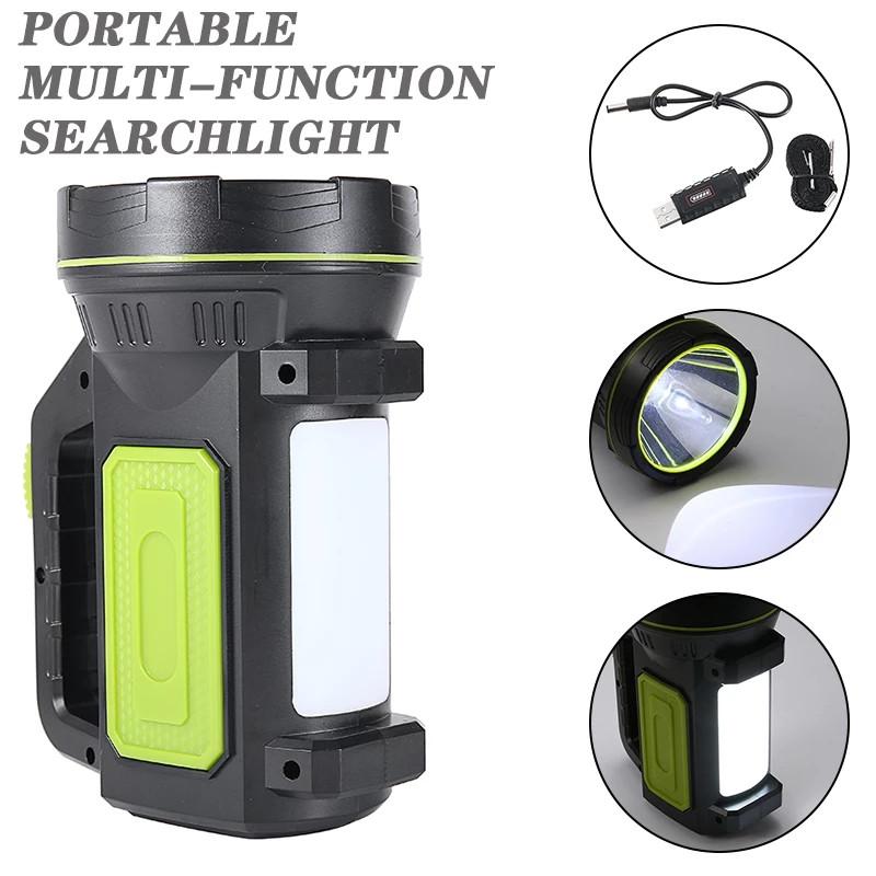Portable Hand Lamp Rechargeable LED Strong Searchlight Flashlight 2 Lighting Modes Emergency Hiking Camping Energe Saving Torch
