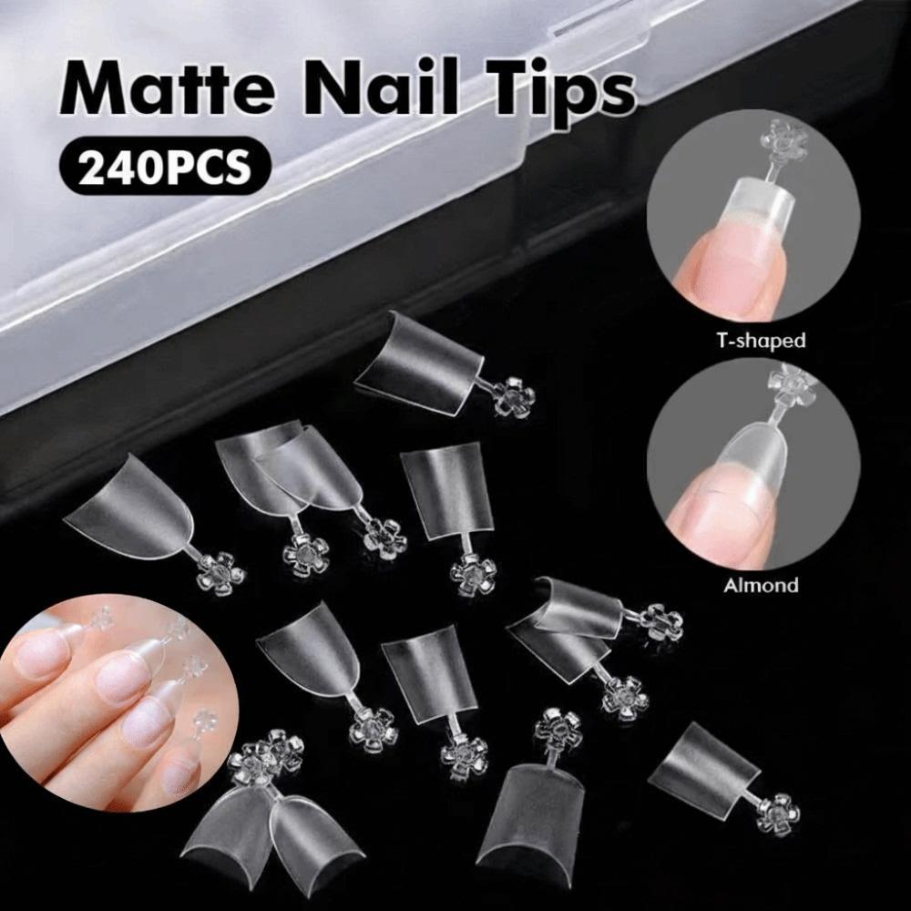 New Clear Matte Square Nail Tips Half Cover DIY False Nails Short Round Fake Nails for Profional Use In Nail Salons