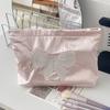Pink Pearlescent Bow Women's Cosmetic Bags Embroidery Satin Girls Storage Bag Zipper Makeup Bag Toiletry Storage Pouch Handbags