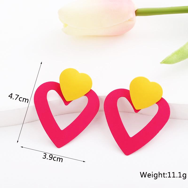 2024 New Rose Red Flower Hanging Earrings for Women Love Heart Blooming Florals Cute Lovely Female Ear Zircon Brincos New