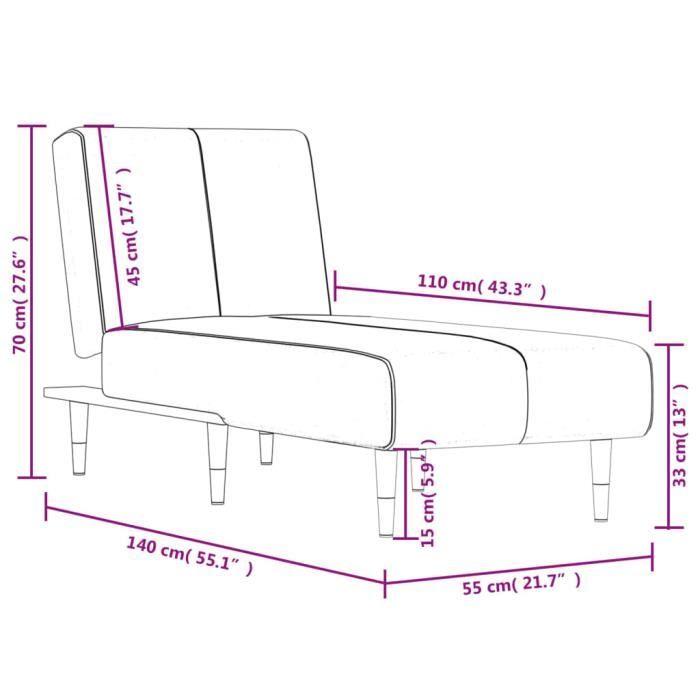 VidaXL Chaise longue vert foncé velours 352795
