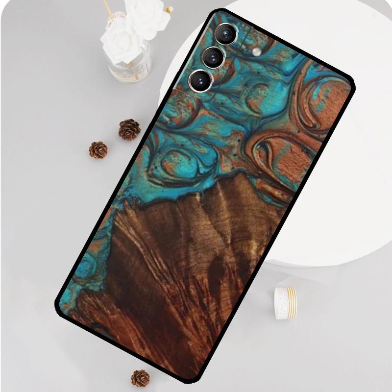 Wood Resin Traveler Protective Phone Case For Samsung Galaxy S25 S26 Ultra S20 S21 S22 S23 S24 S10 Plus S25 FE Funda Cover