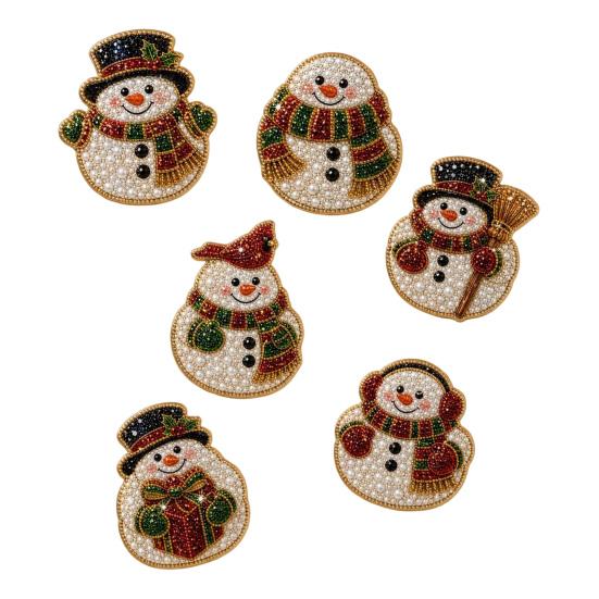 Whiteboard Magnetic Decorations 6Pcs DIY Faux Pearl Painting Fridge Magnet, Santa Snowman Stocking Tree Refrigerator Magnets Gingerbread Snowflake