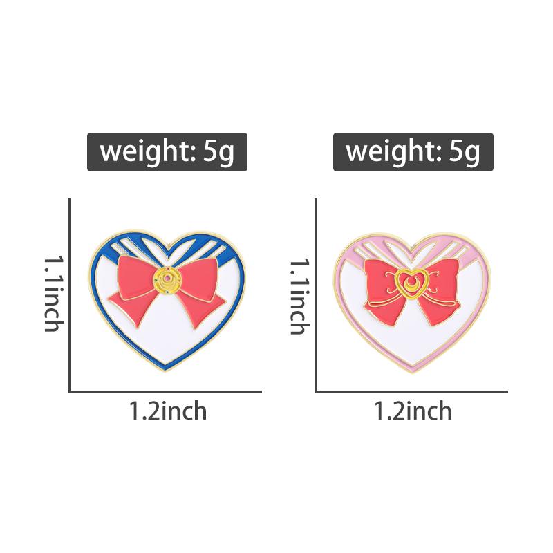 Anime Girl Heart Enamel Pins Custom Pink Blue Bow Brooches Lapel Badges Clothes Funny Jewelry Gift for Friends