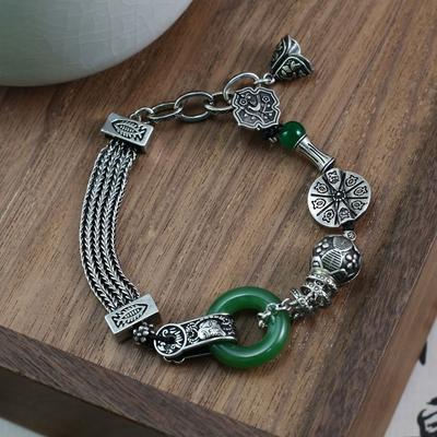 Aesthetic Bead Round Charm Bracelets New Chinese Style Green  Bangle  Auspicious Occasions