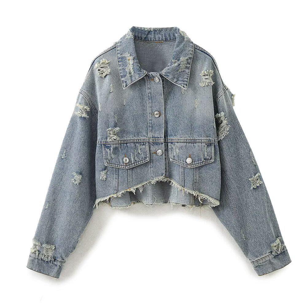 

Spring 2025 Women s Denim Jacket and Pants Set - European & American Style Large