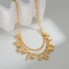 Ocean Series Geometric Double-Layer Tassel Necklace Stainless Steel Link 18K Gold Luxury High-End Niche Women Trendy