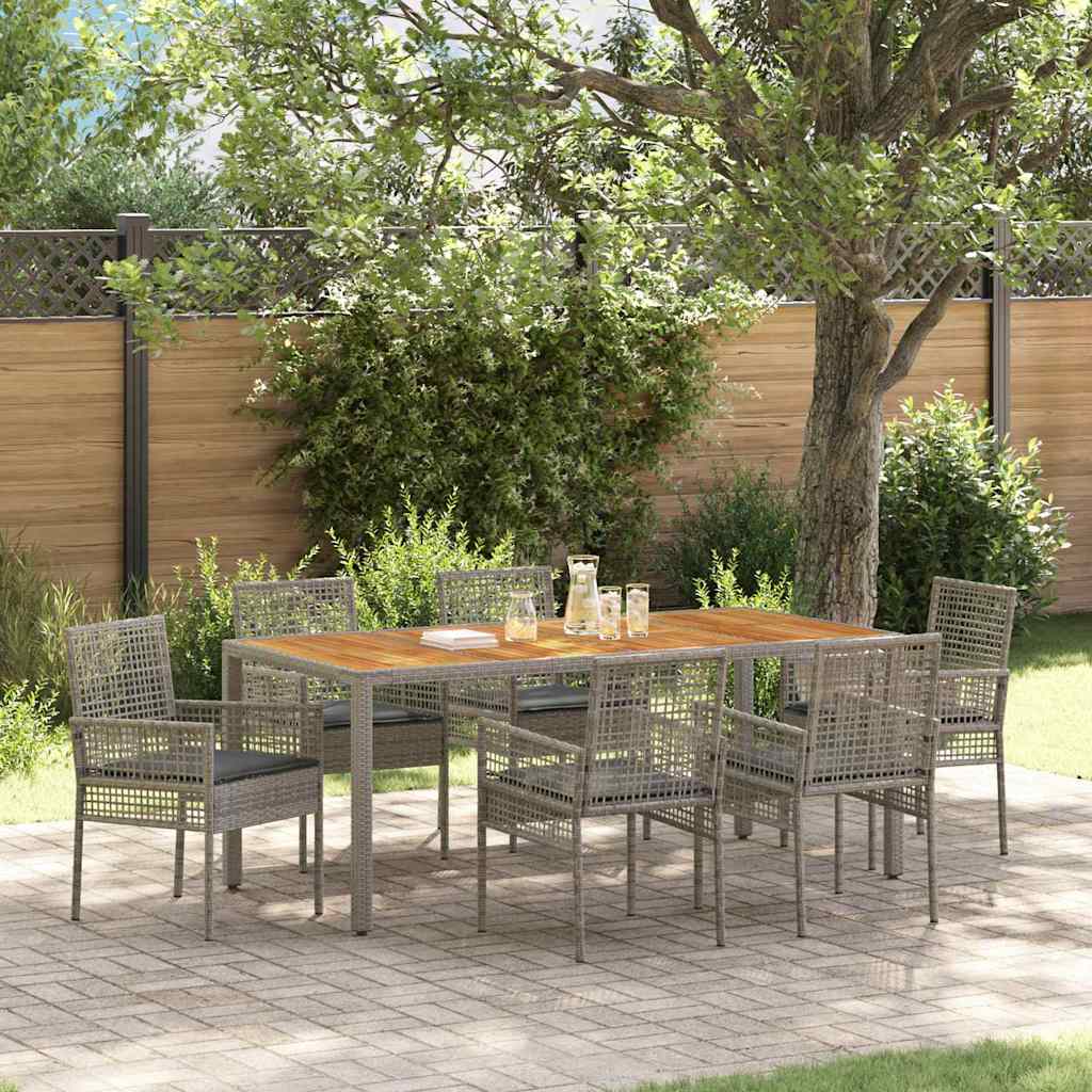 Garden Dining Set 7 pcs Grey Poly Rattan