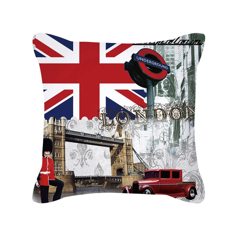 

Наволочка в британском стиле 18x18 дюймов Наволочка Красная Синяя Наволочки Ретро Домашние украшения Наволочка для диванной подушки 12x12Inch