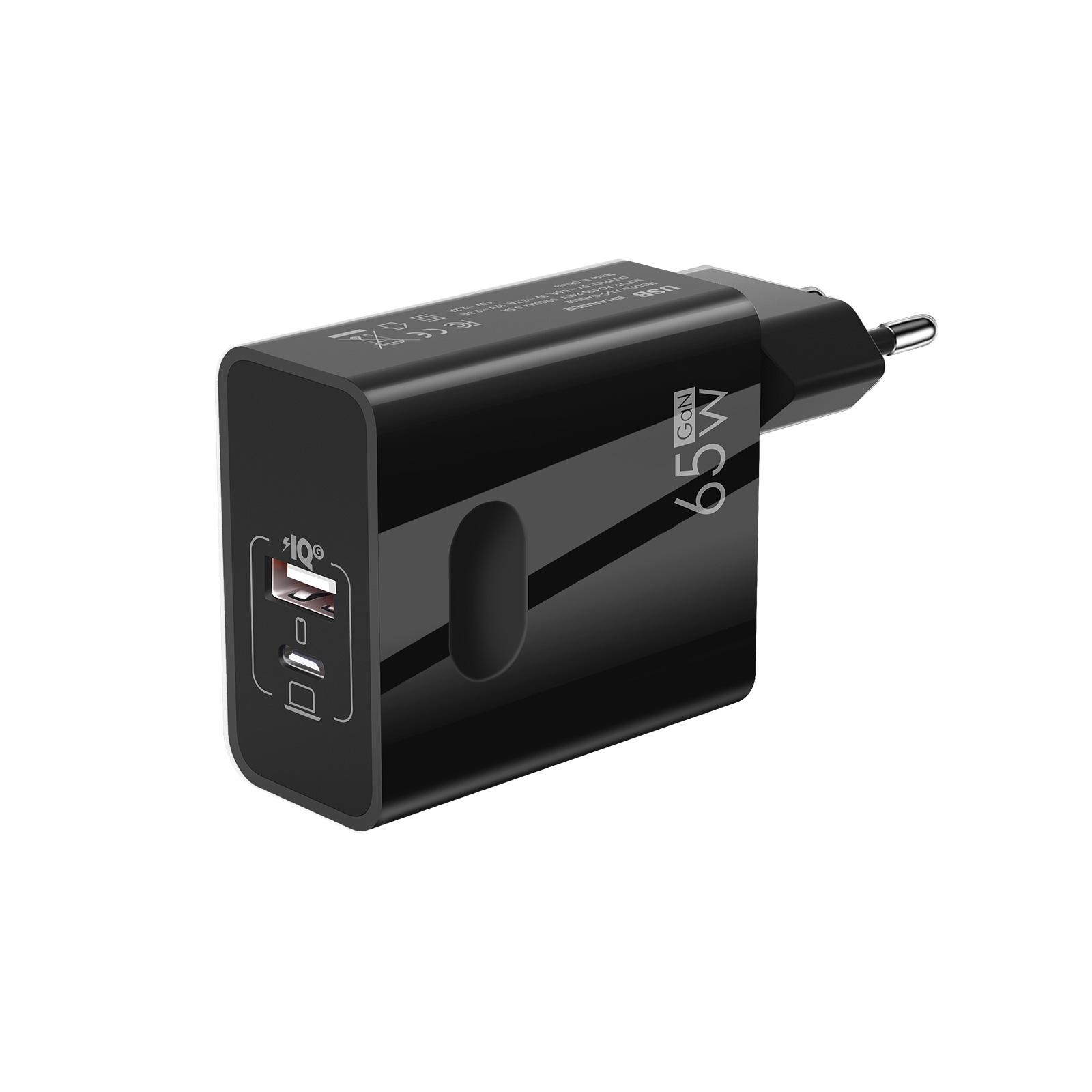 

65W GaN Multi-Port Charger with EU/UK Plug and Fast A+C Charging Bare Device [Matte Pouch]