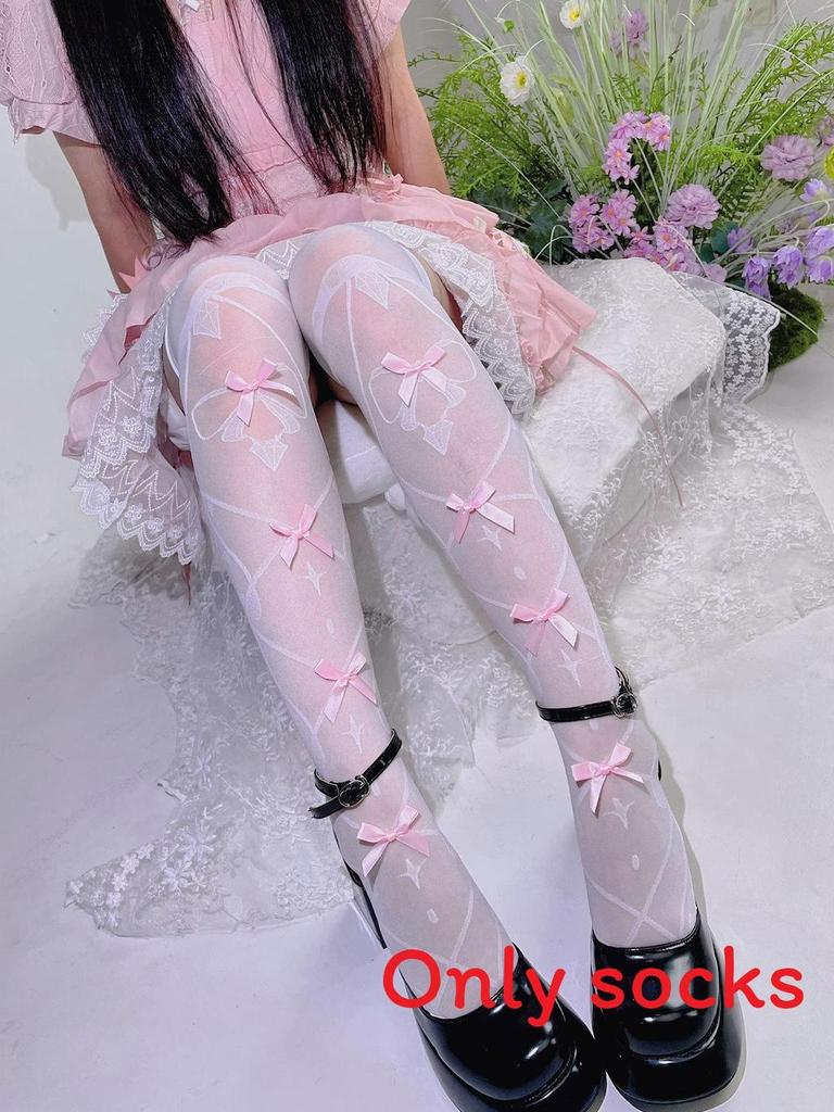 Lolita Overtheknee Stockings With Butterfly Bow Summer Sheer Nylon For Women