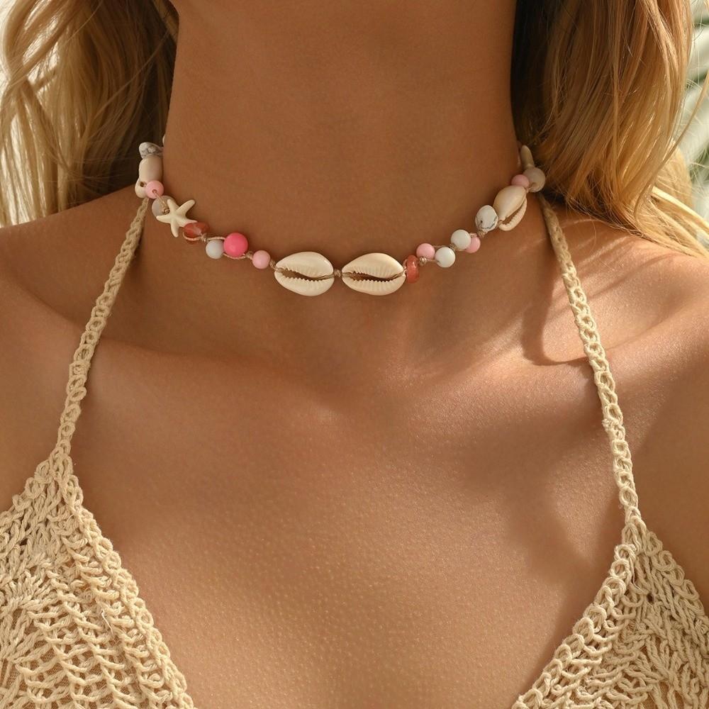 Ornaments Shell Starfish Necklace Adjustable Beach Beaded Necklace Bohemian Shell Necklace  Daily
