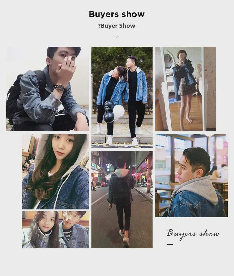 Men's Trendy Korean-Style Denim Hooded Jacket - Fake Two-Piece Autumn Top