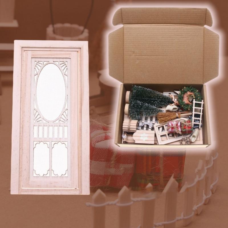 Christmas Scene Dollhouses Accessories With Miniature Wreath And Reindeer Door Decors Holiday Gift