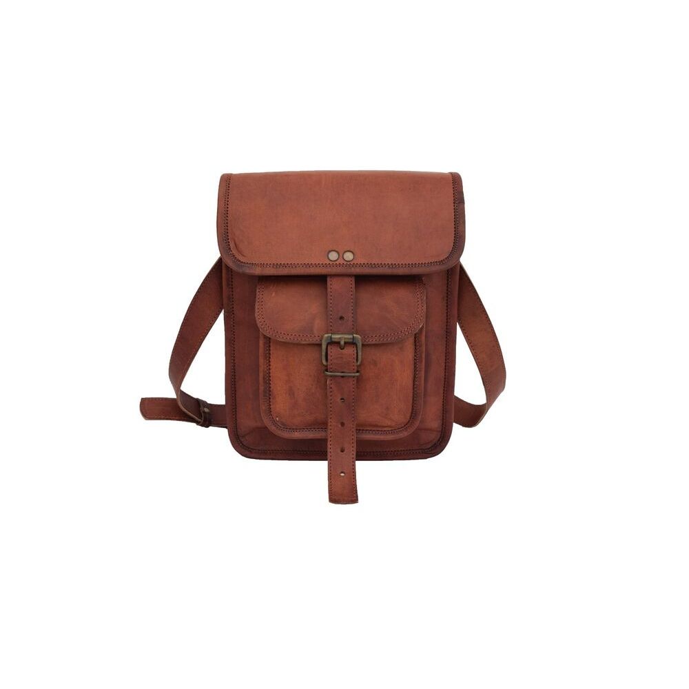Goat Leather Messenger Bag iPad Tab Satchel Håndveske Crossbody Sling Bags