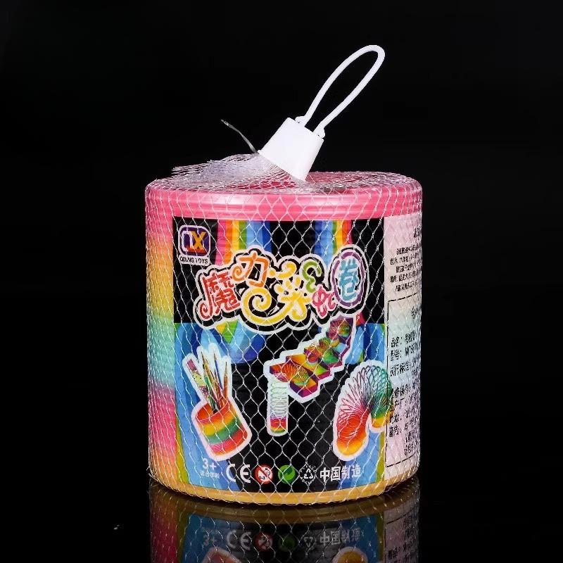 Large Magic Rainbow Ring Spring Ring for Boys and Girls Educational Elastic Ring for Babies Glowing Early Education Elastic Ring Toy