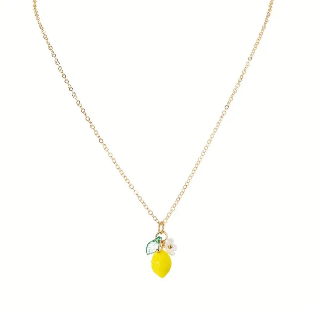 Collana con Ciondolo Fiore di Limone e Frutta Carino alla Moda per Donne Leggera Minimalista Collana Gioielli Regali per Vacanze Estive